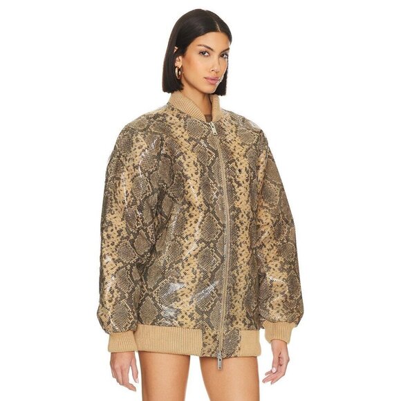 retrofete Halle Leather Jacket in Tannin Snake XSmall New Womens Coat - Picture 12 of 16